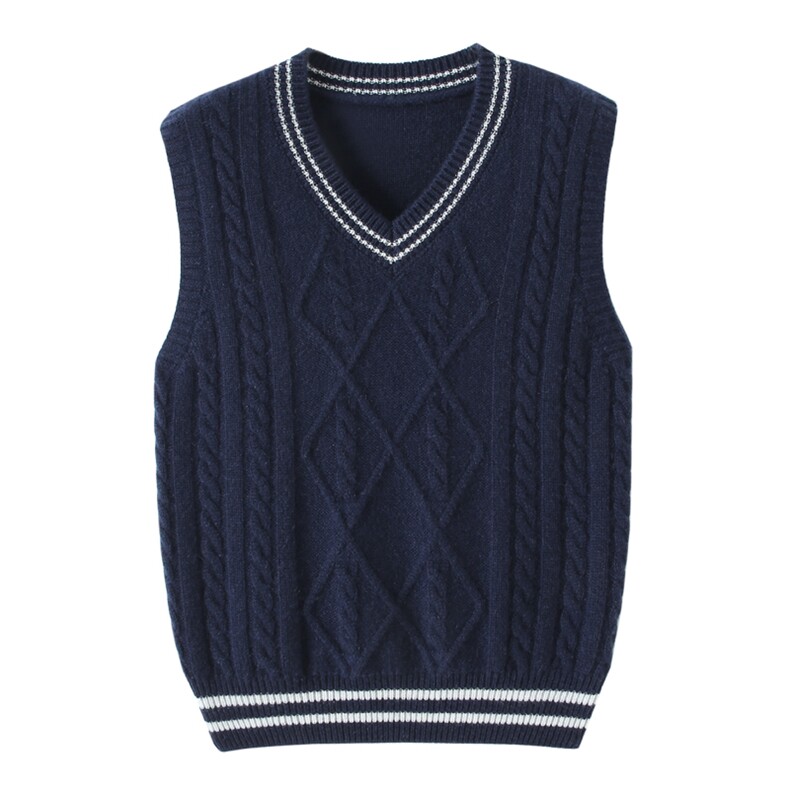 儿童秋冬时尚高级保暖羊绒背心简约舒适经典V领设计，童装马夹/背心，瑞上羊绒