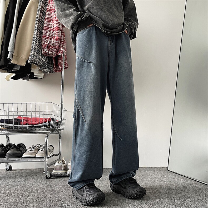 美式牛仔裤男水洗做旧复古秋冬潮牌高街宽松直筒裤子10337-p45,男装牛仔裤,星座1008-1