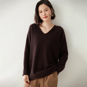 时尚宽松V领女士羊绒衫 舒适保暖 优雅百搭图片