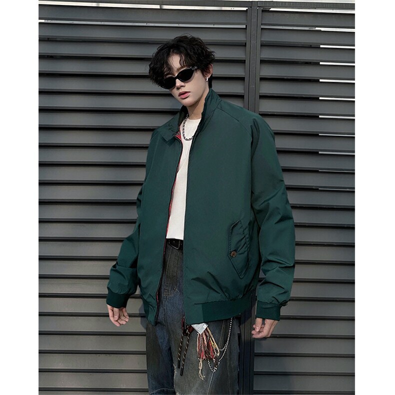 8XL-M美式复古棒球服外套男特大码潮牌双拉链立领夹克衫JK005P85,男装夹克,电商B312