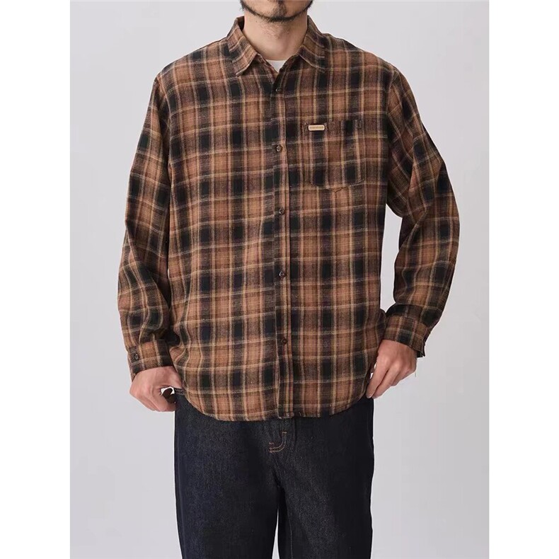 1506A/GCS3860/P34美式格子衬衫长袖春秋冬高级感日系复古，男装衬衫，星座1506A