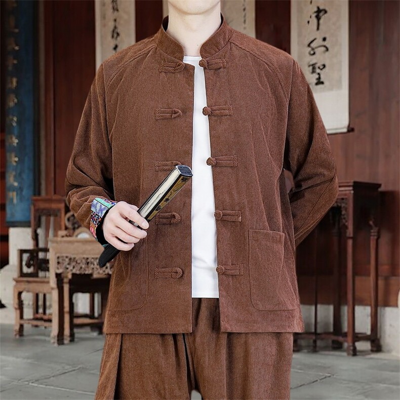 男士外套灯芯绒夹克盘扣立领唐装风XZ1512-2502单夹克-P80,男装夹克,星座1512