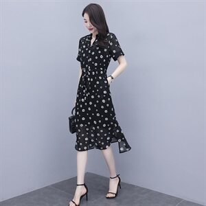 女士真丝桑蚕丝衬衫连衣裙女夏2024新款中年妈妈显瘦气质波点裙子图片