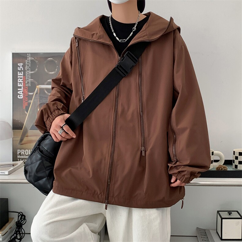 春季新款潮机能风拉件连帽冲锋衣外套宽松百搭夹克CYJK9126-P80,男装夹克,电商A128