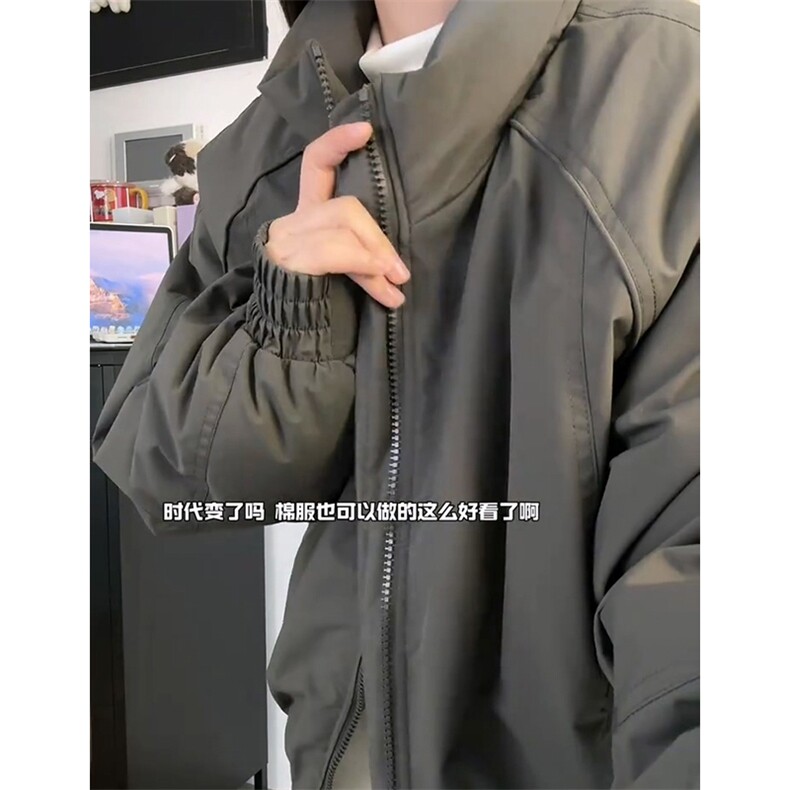 现货美式高街休闲棉衣夹克三防立领纯色户外工装加厚棉服外套,男装夹克,电商A486
