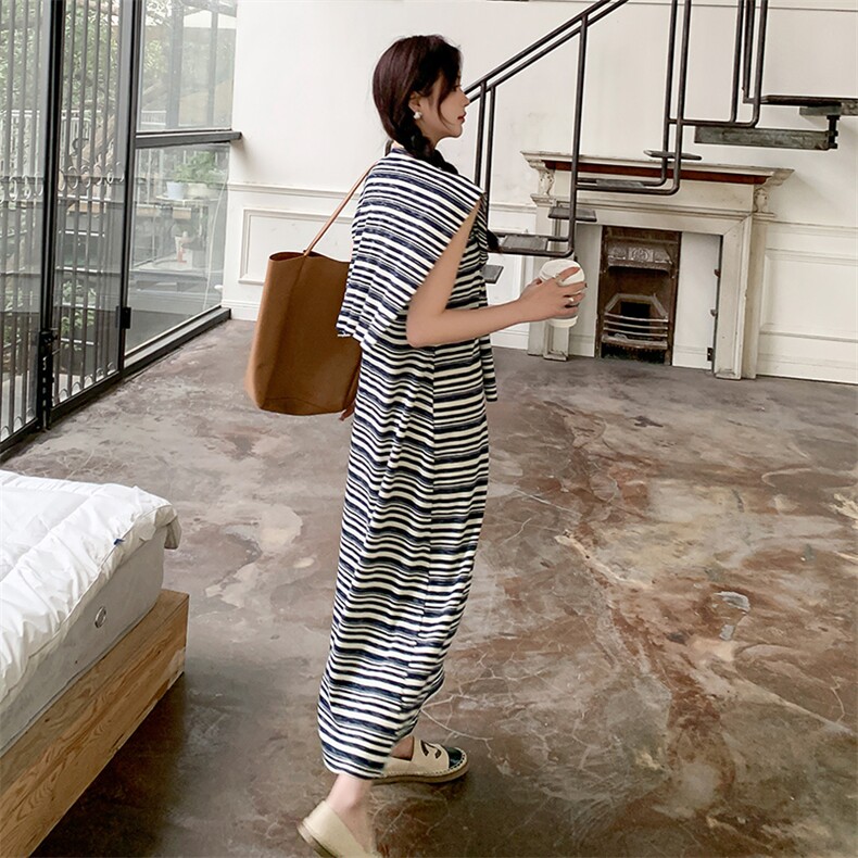 韩版条纹连衣裙套装女2025春秋季新款设计感牛仔外套背心裙两件套,女装连衣裙,浙宝276（原081）