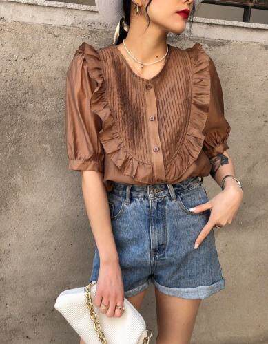 2021爱特儿风情荷叶边小衫，女装，爱特儿AITER