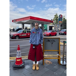 2025美式多口袋阔腿工装裤男女宽松街头直筒休闲七分裤K6320-P60图片