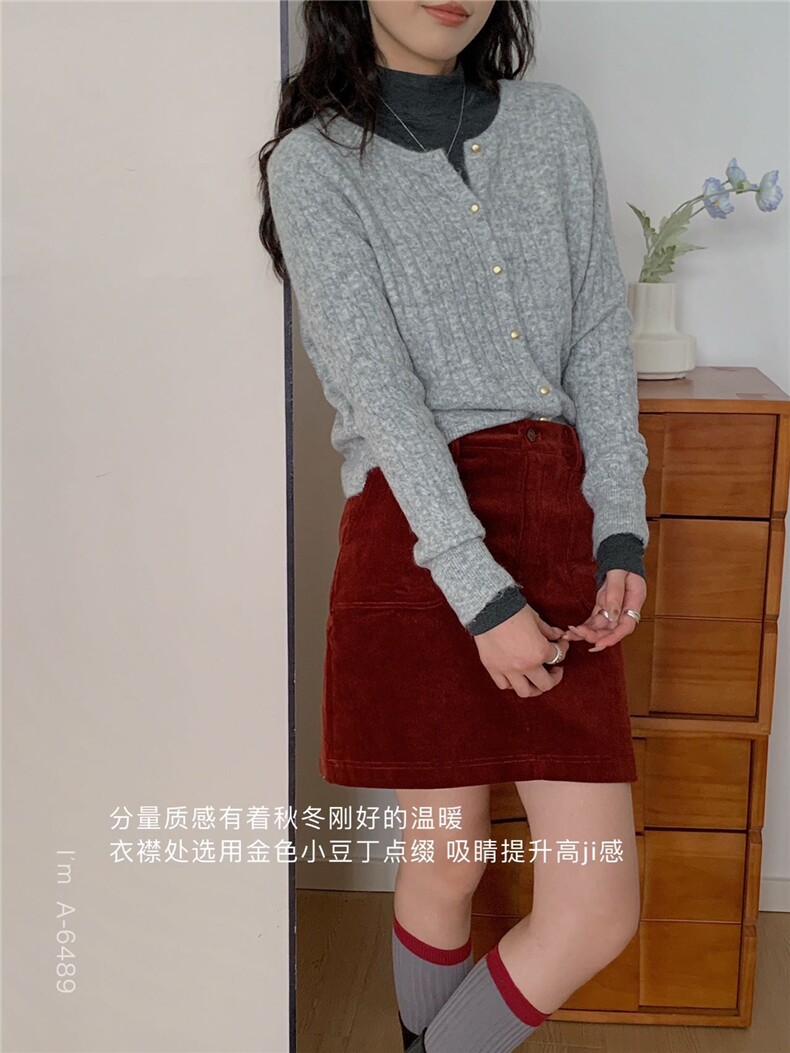 2025年秋季单排扣常规单件长袖落肩袖开衫时尚百搭,针织衫/毛衣,洛丽兰可