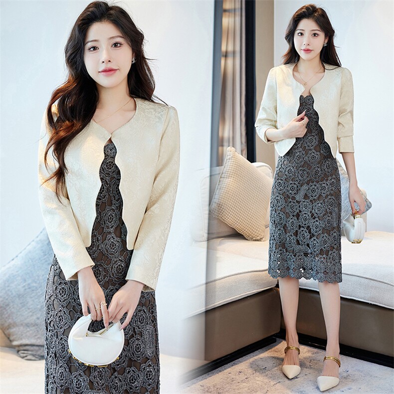 2024高端气质小披肩女春秋短外套配旗袍裙子外搭短款西装开衫，女装短外套，婵米儿