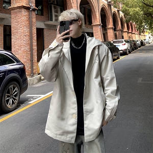 假两件拉链设计短款宽松连帽风衣男夹克外套-JK9013特批68，男装夹克，电商B289