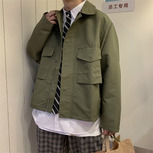 春秋季纯色工装男女ins复古宽松情侣港味夹克上衣潮 W1463-P55图片