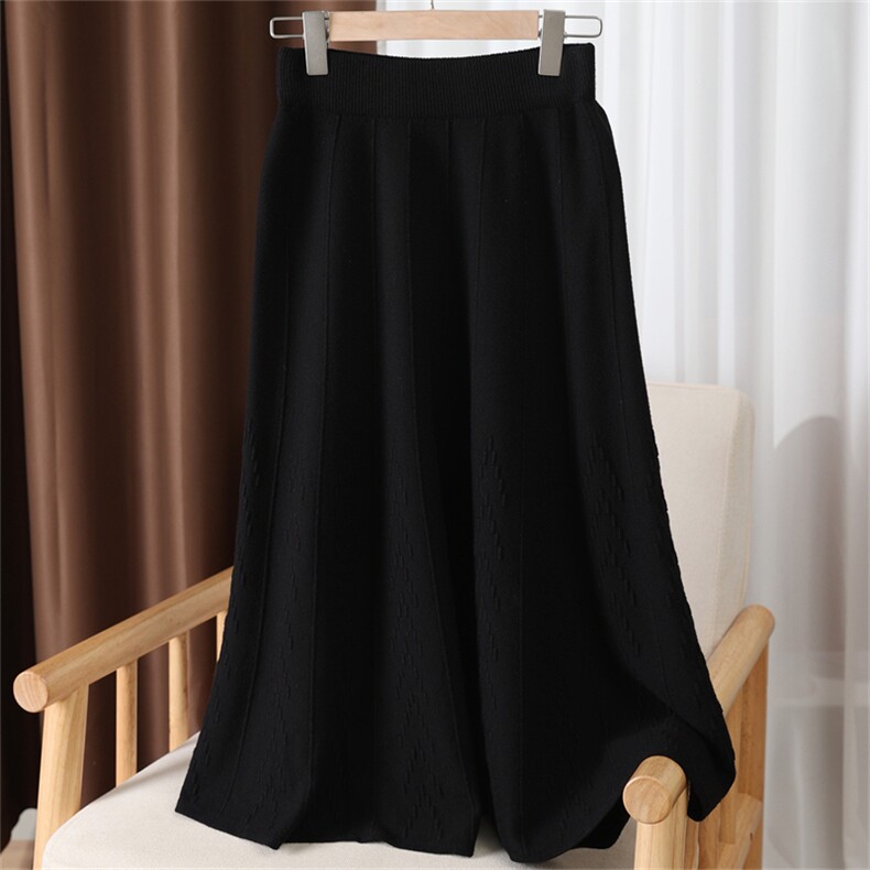 老钱风针织百褶半身裙女秋冬新款高级感羊毛加厚A字长裙显瘦大摆，女装半身裙，暖姿羊绒