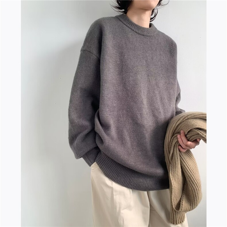 毛衣男女秋冬季套头圆领套头纯色外套宽松长袖情侣针织衫M3137,男装针织衫/毛衣,星座1116A-1（原606A）