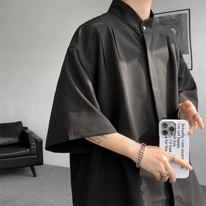8XL-M中山领新中式短袖衬衫大码痞帅休闲半袖垂感衬衣DC5002/P50图片
