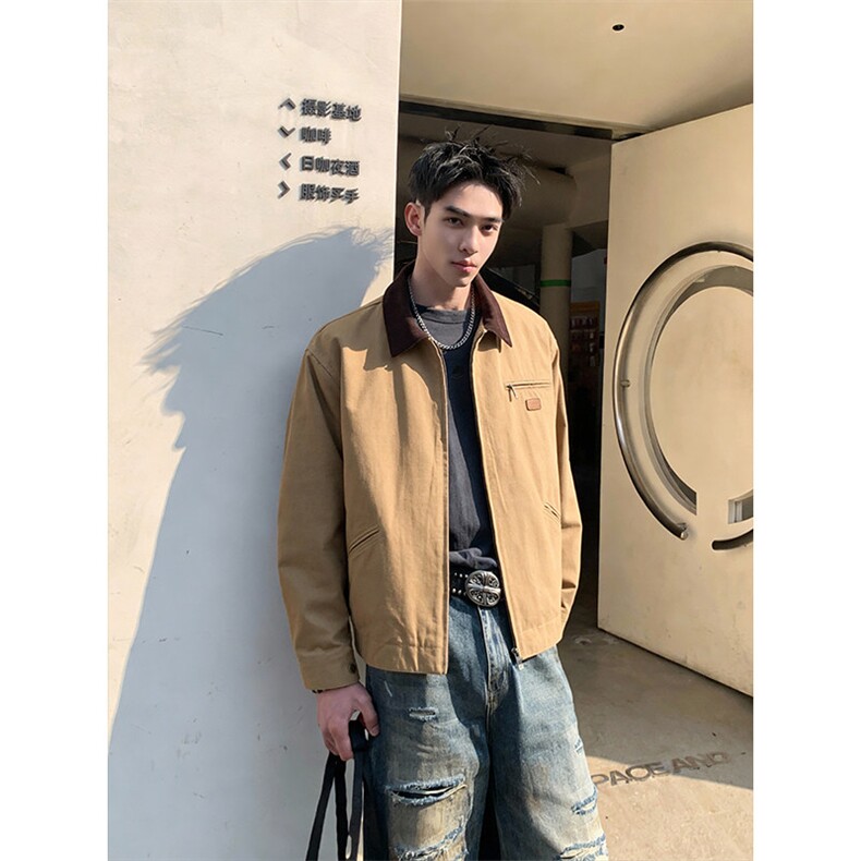 2026春季新款工装翻领底特律帆布夹克男J6522-特P80建议零售价198,男装夹克,电商A001-1
