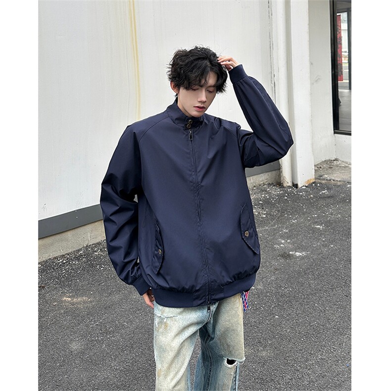 8XL-M美式复古棒球服外套男特大码潮牌双拉链立领夹克衫JK005P85,男装夹克,电商B312