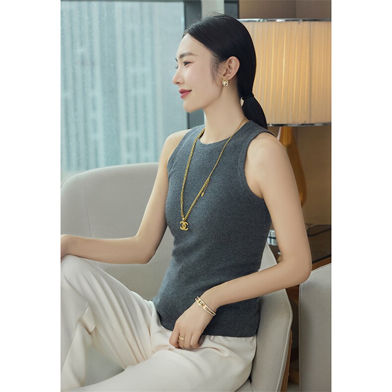 秋冬山羊绒吊带女无袖针织羊毛打底衫百搭小背心精纺马甲薄款外穿，女装背心吊带，云暖羊山羊绒