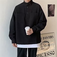 688-P37轻熟风半高领卫衣男小众设计感半开扣上衣外套网红，女装短外套，电商B323A