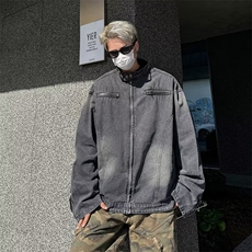美式潮牌设计感小众机车牛仔夹克男R2209P80，男装夹克，星座1116-2