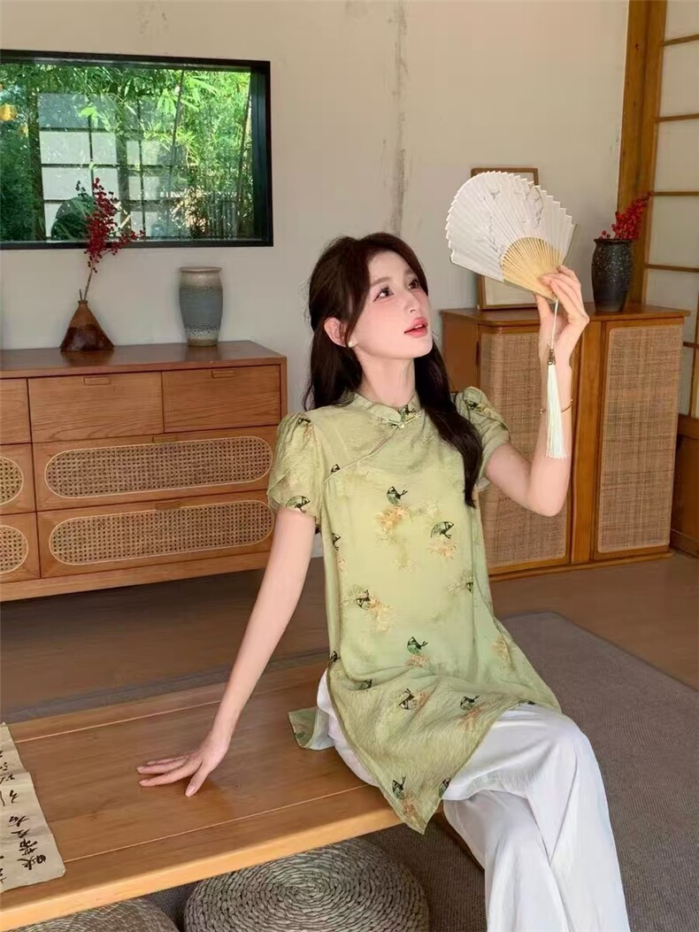2025中式套装旗开得胜薄款不连帽常规,女装T恤,翩雅女装供货