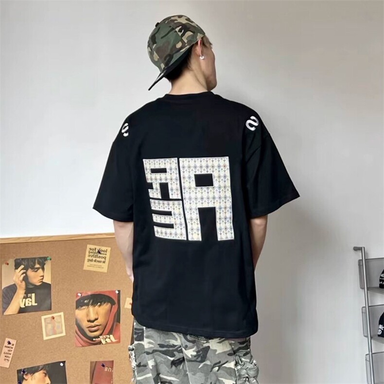 万针全刺绣工艺抖音得物高品质260克重磅纯棉双纱美式高街短袖T恤图片