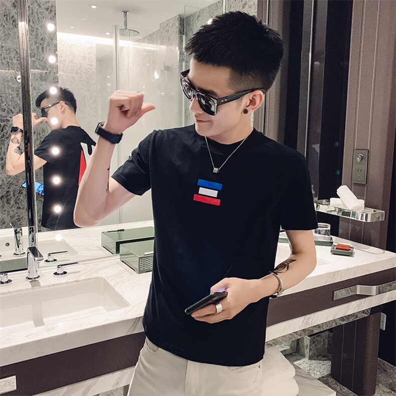 M34夏季短袖t恤男韩版修身网红潮牌半袖衣服社会精神小伙,男装T恤,星座102A（原电商D309-1）