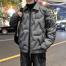 新款有报告冬季轻薄菱形格羽绒服潮外套新标90绒YR25335，男装羽绒服，星座301B-2（原A443-1）