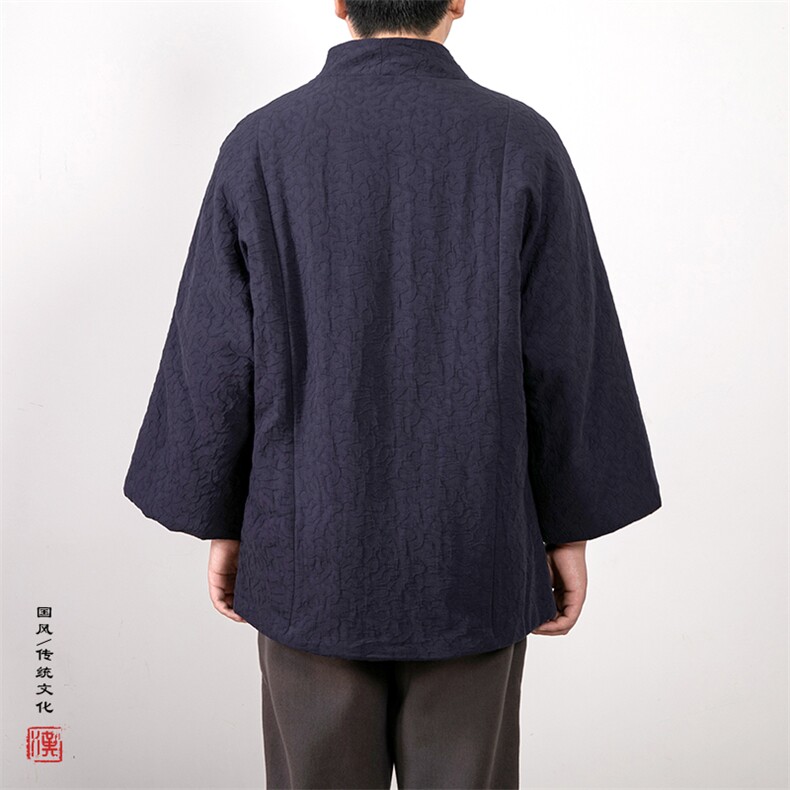 冬装新款风男装改良汉服棉衣棉麻提花道袍HM03P145,男装棉衣,钱塘802