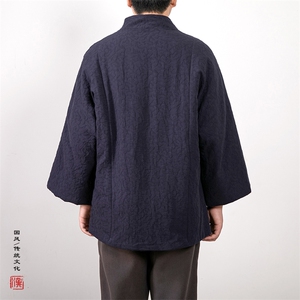 冬装新款风男装改良汉服棉衣棉麻提花道袍HM03P145图片