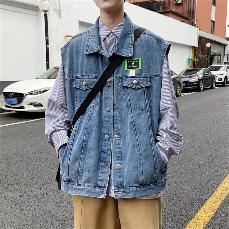 牛仔马甲男2023年春季新款宽松无袖坎肩夹克港风外套MJ113-P55，男装背心/马甲，星座1103-3