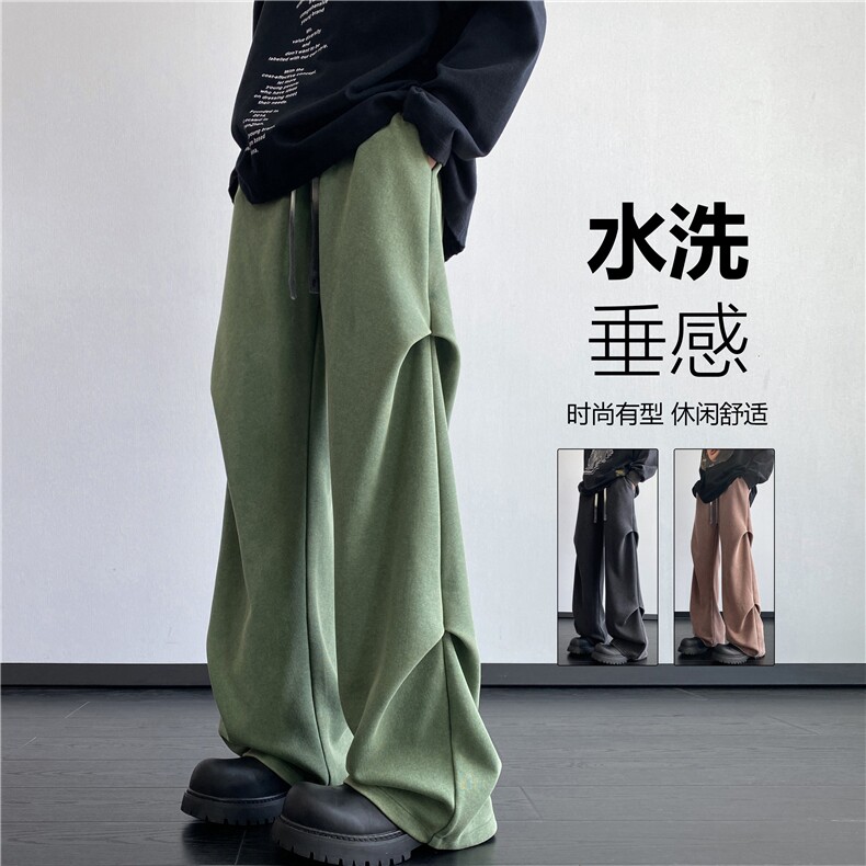 秋季新款潮流褶皱水洗卫裤宽松百搭休闲裤B315-K24263-特p45控88,男装休闲裤,电商B315