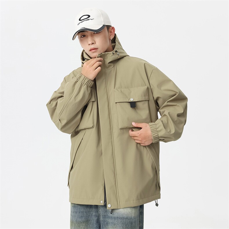 休闲拉链夹克情侣冲锋衣防风衣连帽外套JK451p75,男装夹克,电商D315