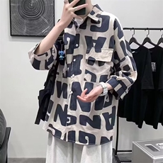 潮牌日系百搭宽松衬衫外套休闲男七分袖衬衫CS197-P37，男装衬衫，星座208-5