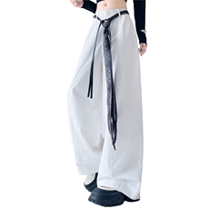 2525秋装新款丝巾腰带高腰时尚宽松显瘦休闲裤，女装休闲裤，深水步