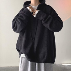 M12美式复古慵懒风纽扣连帽毛衣男设计感小众痞帅慵懒风线衣，男装针织衫/毛衣，星座308A-1（原309B-1）