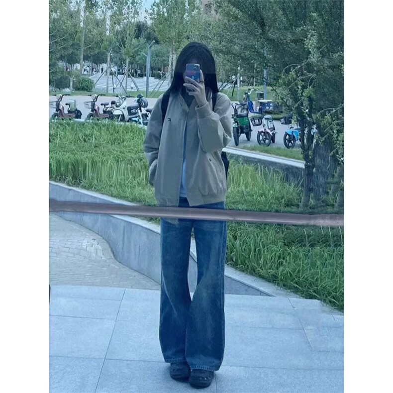 复古立领棒球服外套女款春秋新款宽松休闲卡其色夹克HH717P54,男装夹克,星座1013-5
