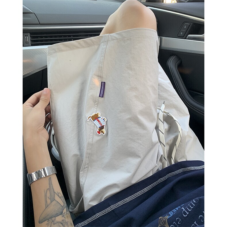 腊肠狗刺绣拼接短裤男夏外穿直筒薄款速干沙滩中裤运动四五分裤子,男装牛仔裤,星座604