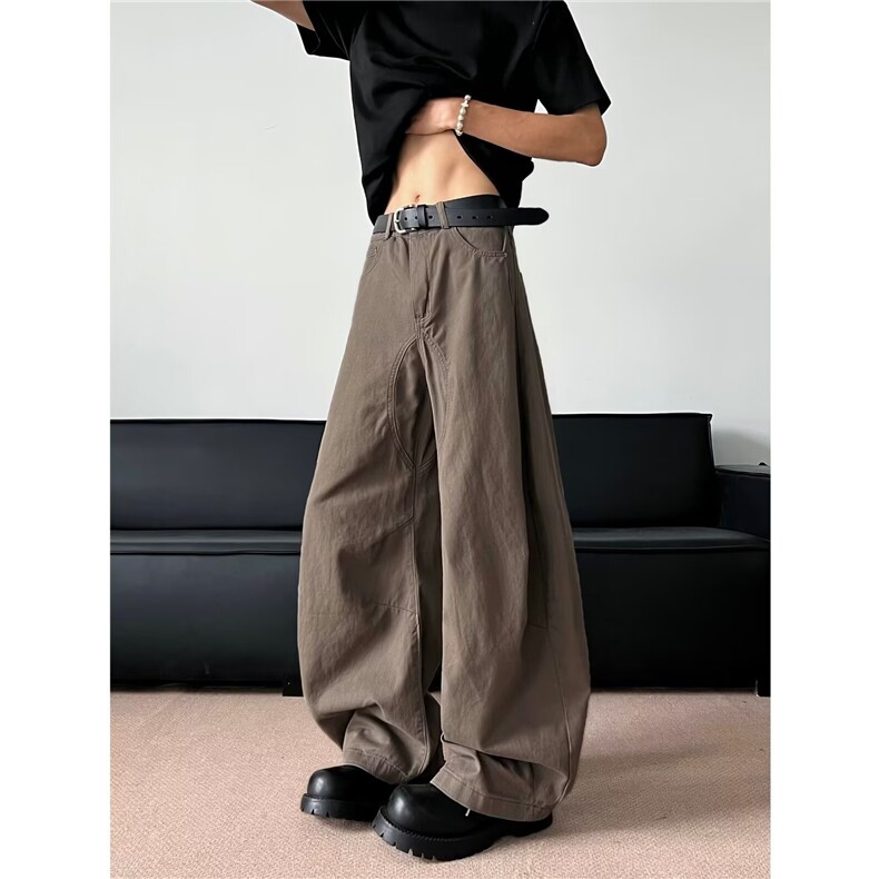 美式复古廓形弯刀牛仔裤解构宽松阔腿情侣休闲裤子N07857-P55,男装牛仔裤,星座308B-2