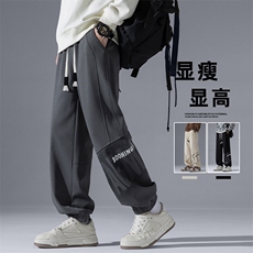 2025春季新款灰墙大码美式菠萝格印花卫裤M-5XHK24768-特P35，男装休闲裤，电商A022