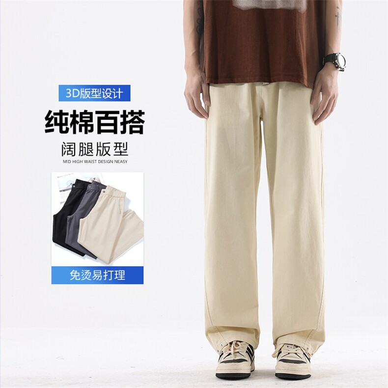 美式宽松纯色休闲裤2025男款潮流百搭简约时尚运动裤K2512-P52图片