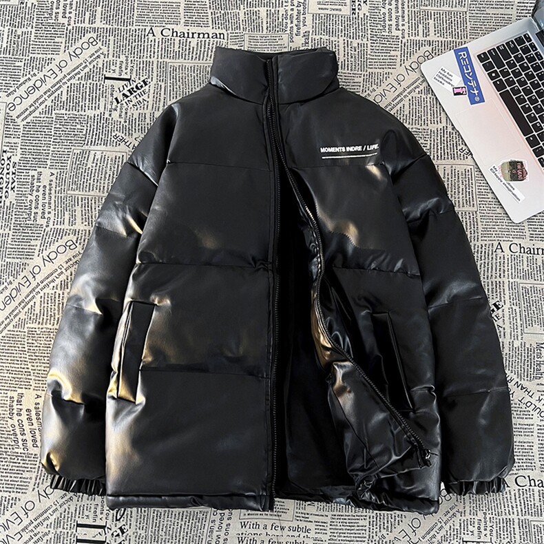冬季男士皮棉衣立领加厚棉服潮印花棉袄宽松大码A266-PY2101-P80图片