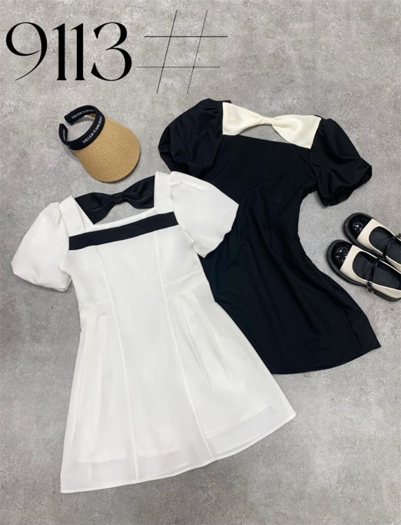 夏季，蝴蝶结修身显瘦连衣裙，女装连衣裙，蔓绱(3F)