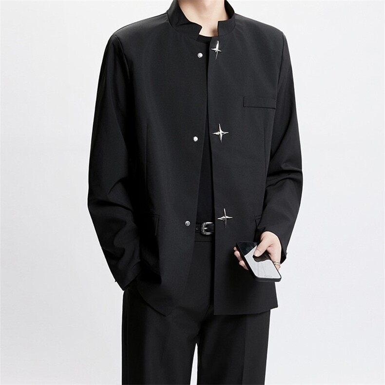 西装外套男设计感金属扣垫肩西服小众高级立领中山装6122P62,男装西服,星座410-2