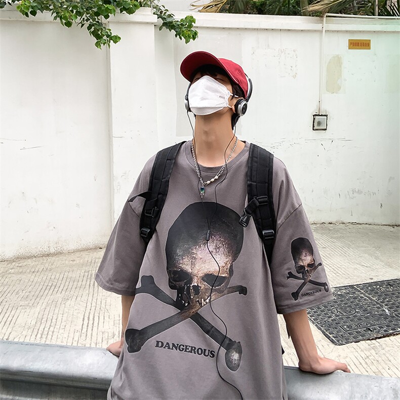 B239-D913-P28美式夏季落肩袖短袖t恤男骷髅头印花体恤上衣,男装T恤,星座514-2(原B239)