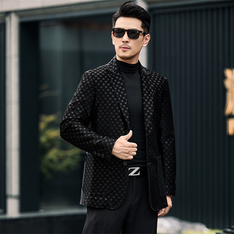 BG58006春秋新款男士海宁皮衣西服夹克绵羊皮真皮皮衣男西装,男装夹克,电商B360