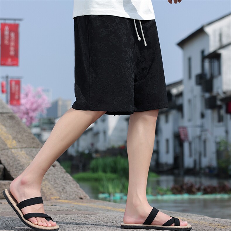 2025夏新款男装新中式风禅意龙纹提花针织休闲短裤DK100-P40,男装牛仔裤,电商B277(原6028)