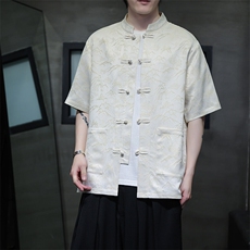 现货T恤复古风夏季新款宽松大码短袖衬衫A021-CS7098-P70，男装T恤，电商A021