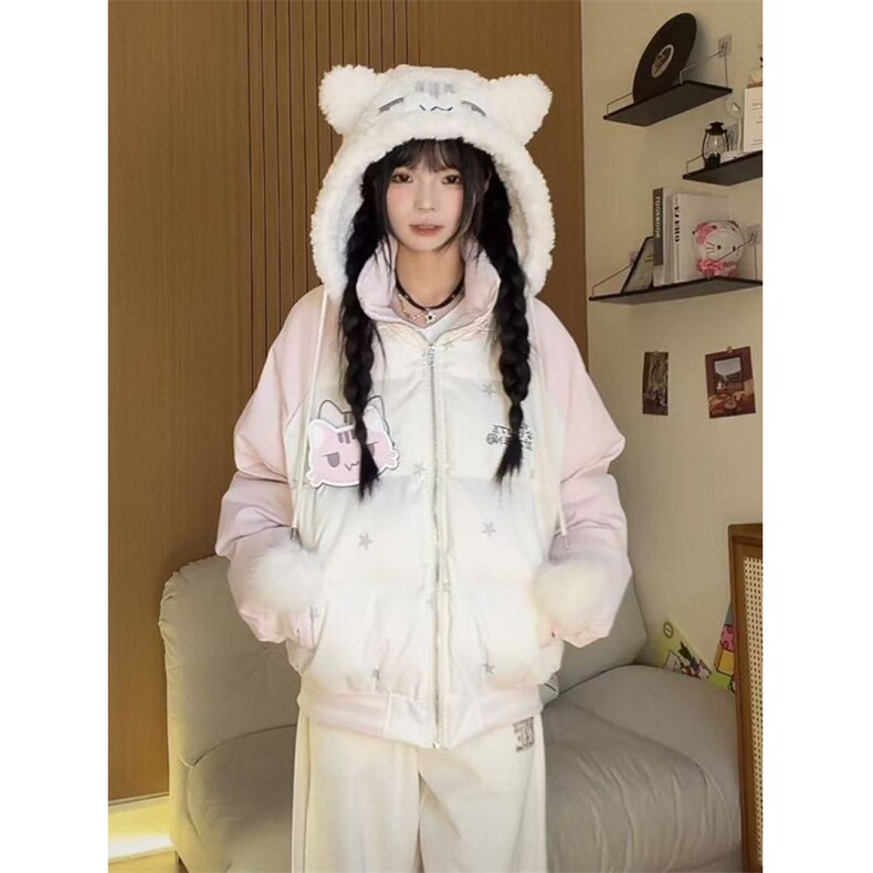 1506A/G78530/P99韩版撞色刺绣魔术贴毛球连帽棉服1，男装棉衣，星座1506A