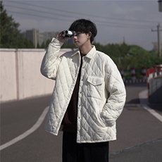 衬衫版型棉衣轻薄宽松格子设计感翻领棉服A170-M822-TP30，男装衬衫，电商A170